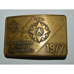 Vintage 1977 BOY SCOUTS BSA National Scout Jamboree Brass Belt Buckle RARE